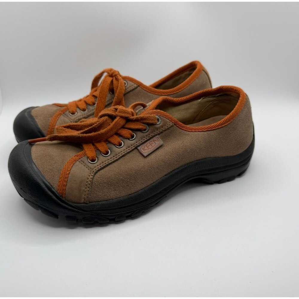 Keen Portola Hiking Shoes Women Size 8 Tan Leather Outdoor Comfort Trail Sneaker